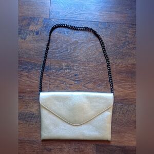 J. Crew Gold/ Silver Clutch Bag With Shoulder Chain